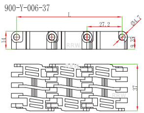 S 900 Y-006-37 Mold to Width Raised Rib Modular Belts