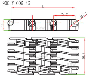 S 900 Y-006-46 Raised Rib Narrow Modular Belts