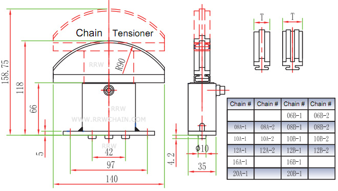 Chain Tensioners for Roller Chains Type A