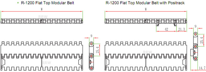 R-1200 Modular Belts 1000 Series Flat Top