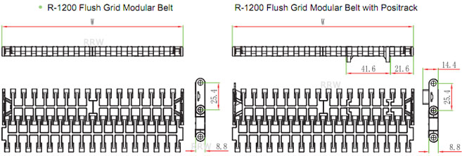 R-1200 Modular Belts 1000 Series Flush Grid