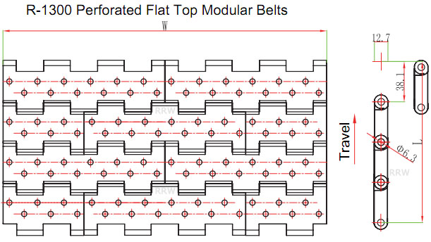 R-1300 Modular Belts 38.1 mm 5705 Perforated