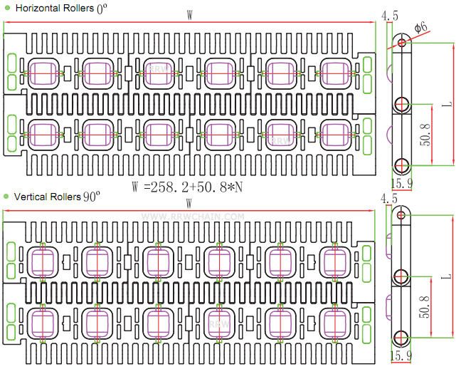 R-1800 Modular Belts Roller Top RTB 400 50.8 mm